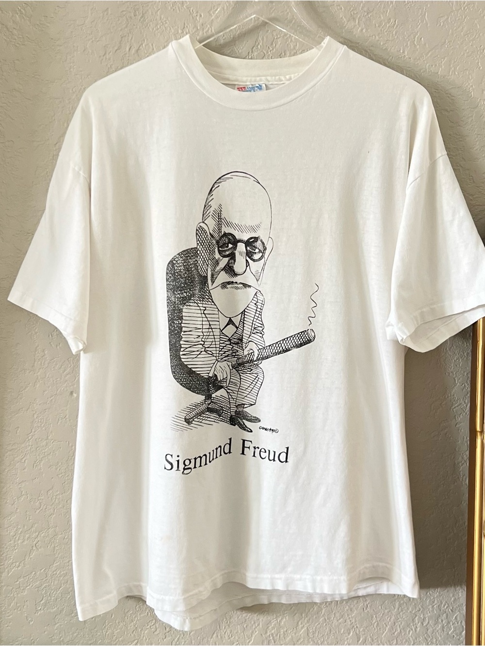 Vintage 90s Sigmund Freud Cigar T-Shirt Psychology Art Tee Size XL USA